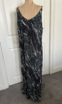 Refinity City Chic Tracks Print Spaghetti Strap Slip Dress Plus Size Midi Sz L