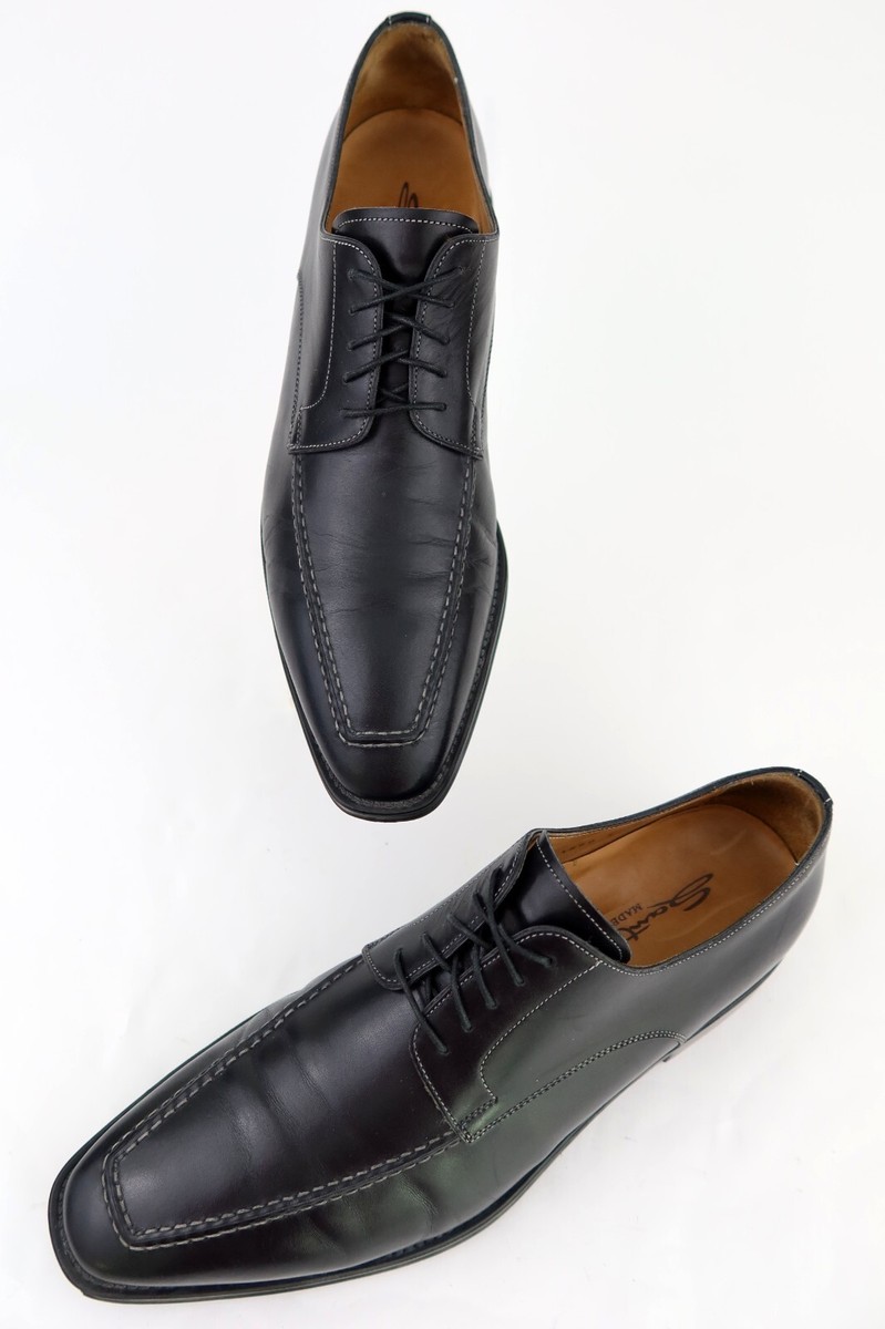 Santoni Shoes Mens 9.5 Black Leather Oxford Lace Up Dress  display picture 1