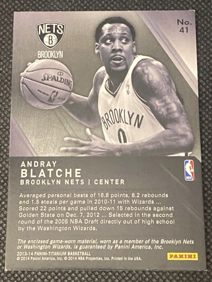 2013-14 Panini Titanium Titanic /299 Andray Blatche # 41  - Image 2 of 2