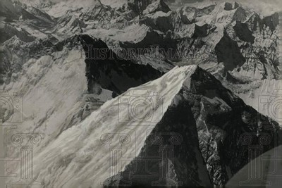 1953 Press Photo Mount Everest Mountain Range and Lhotse Peaks - kfz04990