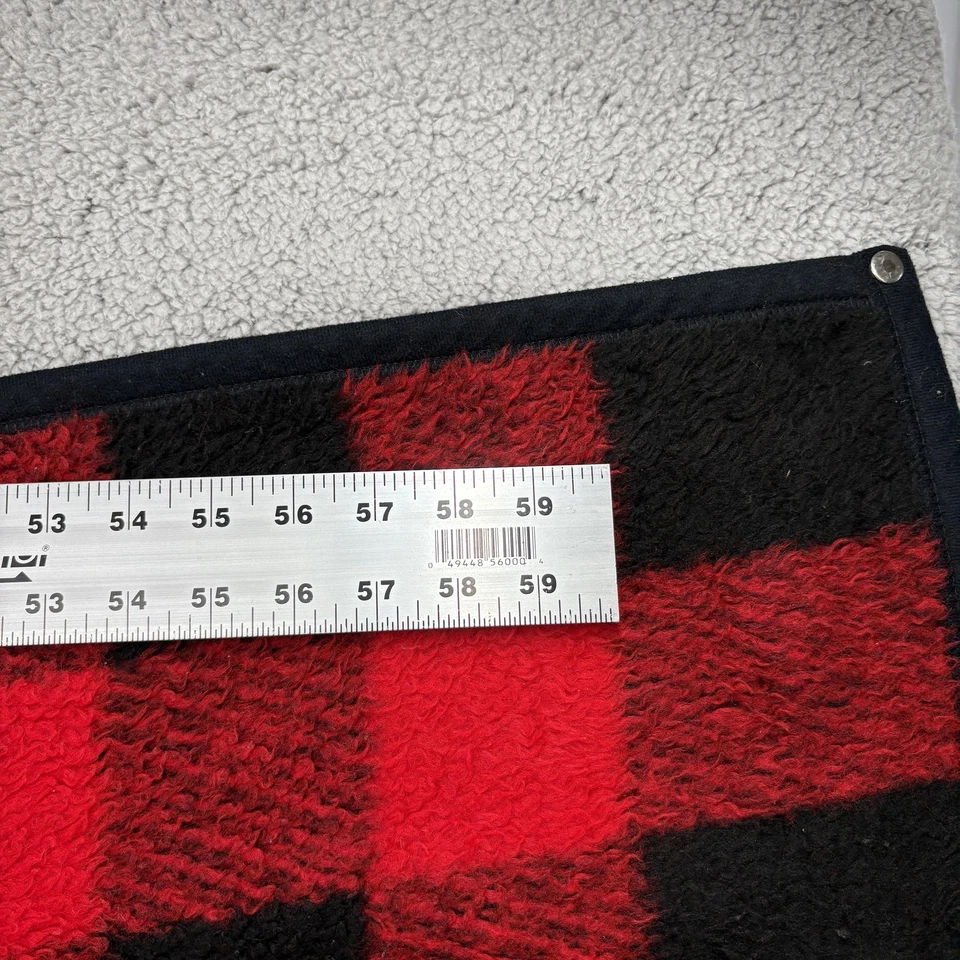 Vintage Biederlack Blanket Cuddle Wrap Throw USA Plaid Snap Zipper Distress Red - Image 3 of 4
