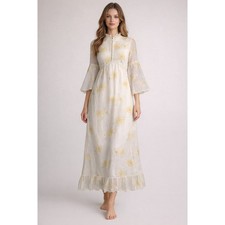 70s Bell Sleeve Maxi Dress XS Union Made Boho Cottagecore Prairie Daisy Print