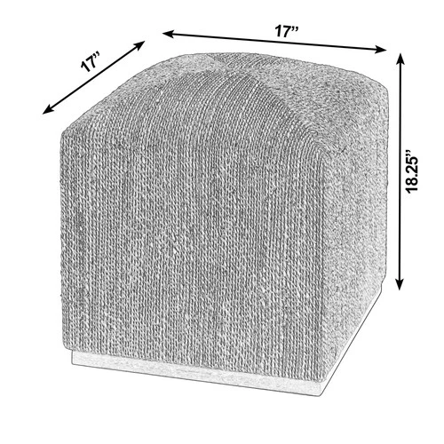 Butler Specialty Company Como 17 in. W Square Banana Leaf Accent Stool - Natural - Picture 8 of 8