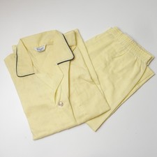 Vintage 60s Permanent Press Men's Pajama Set Button MCM Yellow Vardon Medium