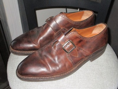 BONTONI Calzoleria Italiana Brown Leather Loafers with buckle Mens 13 gumlite
