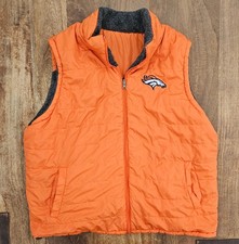 NFL Denver Broncos Chaleco Reversible Para Hombres XXL Naranja Gris Sherpa Vellón Ropa