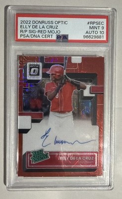 2022 Panini Optic - Rated Prospect- Elly De La Cruz Red Mojo /99 PSA 9 Auto 10