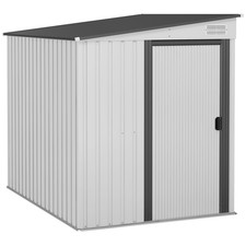 Garden Shed 5 x 7FT Lean to Metal Tool Shed Foundation White Sliding Doors
