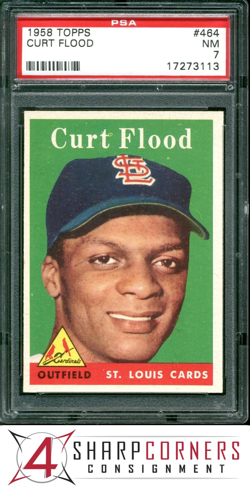 1958 TOPPS #464 CURT FLOOD RC CARDINALS PSA 7
