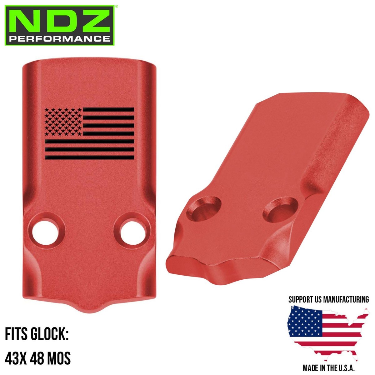 NDZ Glock 43X 48 MOS Slimline Optic Slide Cover Plate Aluminum