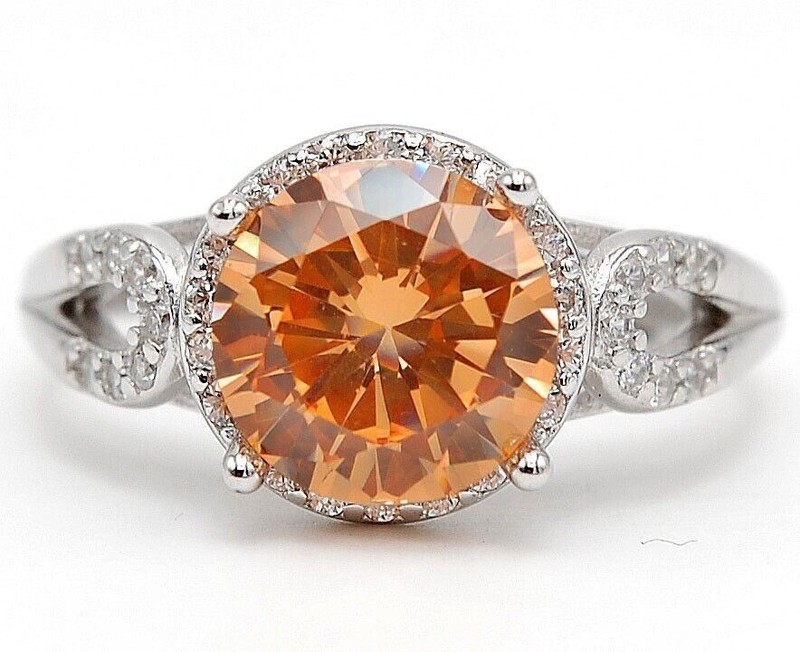 3CT  Padparadscha 925 Sterling Silver Ring Sz 8 U1-6