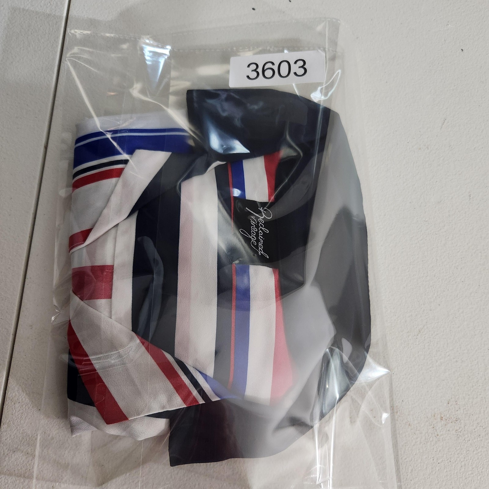 Reclaimed Vintage Shirt Mens Medium Red White Blue Striped Button Up Retro UK