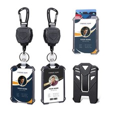 Badge Holder Retractable Clip Heavy Duty Carabiner Badge Reel Keychain with Lany