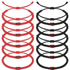 10 Pcs Matching Bracelets for Couples Knots Red Black String Bracelet of Fate Lo