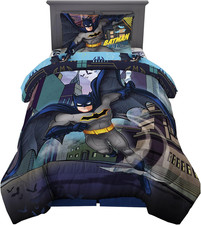 Kids Bedding Super Soft Comforter and Sheet Set, 4 Piece Twin Size, Batman