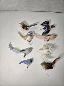 Vintage Craft Ornamental Birds Lot Of 8 Bird Ornaments 2" 3"