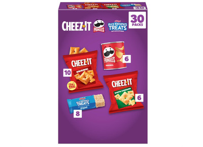 Kellogg's Cheez-It, Pringles & Rice Krispies Treats Snacks Mega Variety Pack, 30