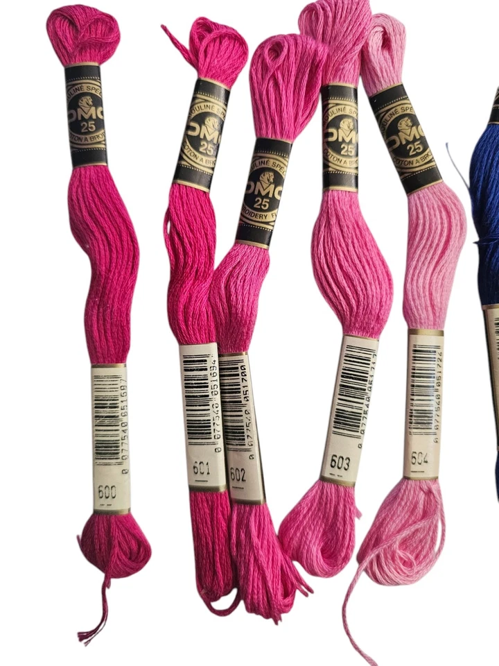 DMC 25 Embroidery Floss Craft Thread 15 Skeins 8.7 Yds 100% Cotton Pink Blue - Image 2 of 4