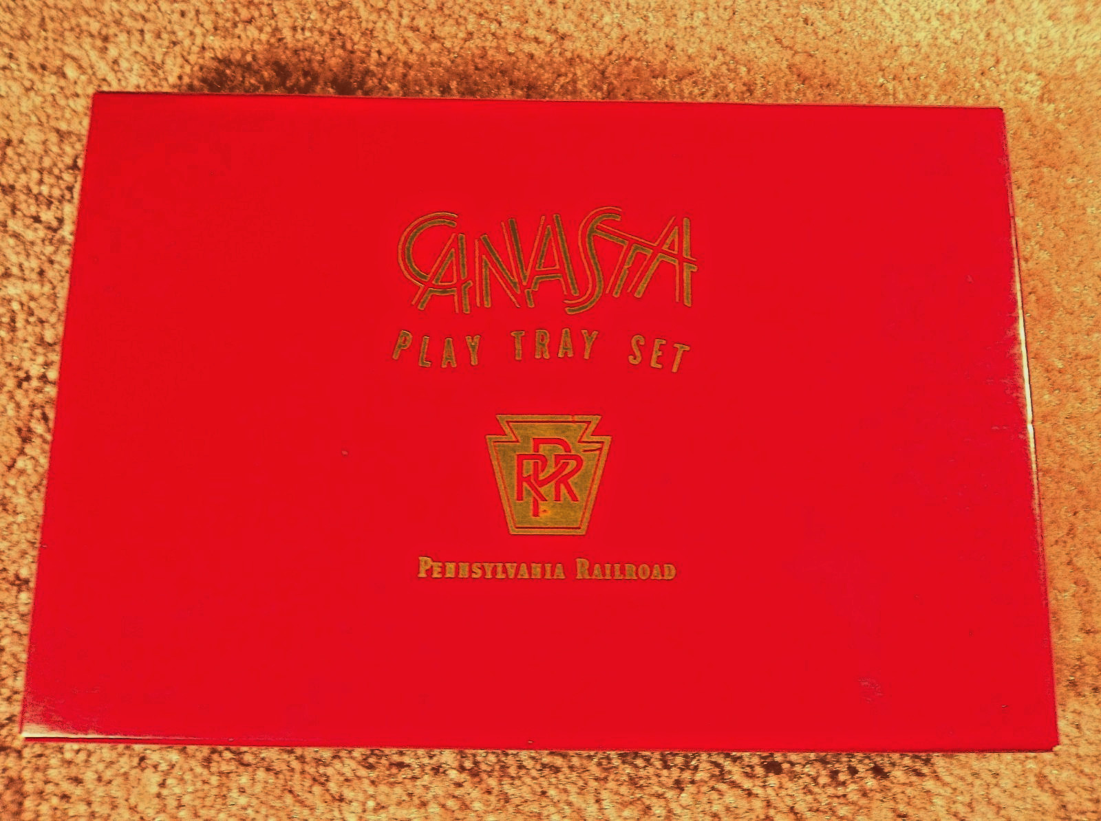 PENNSYLVANIA RAILROAD PRR HORSESHOE CURVE CANASTA DOUBLE DECK CARDS TRAY & PADS