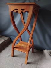 Vintage Mid 20thc English Chesterfield Solid Teak Plant Stand, Jardiniere Stand