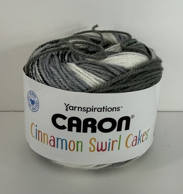 Caron Cinnamon Swirl Cakes Yarn Cookie Cream Swirl Gray/White