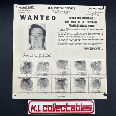 FBI Wanted Posters- Franklin Delano Smith.  Burglary