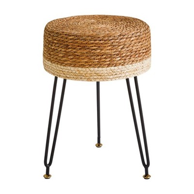 Pouf Ottoman, Handmade Natural Water Hyacinth, Pastoral Style Footrest, Foots...