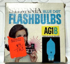 1 Box of 12 AG1B SYLVANIA BLUE DOT FLASHBULBS New Old Stock