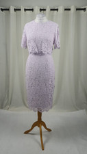 ASOS Lace Crop Top Midi Pencil Dress Lilac UK 12 LN061 AA 13