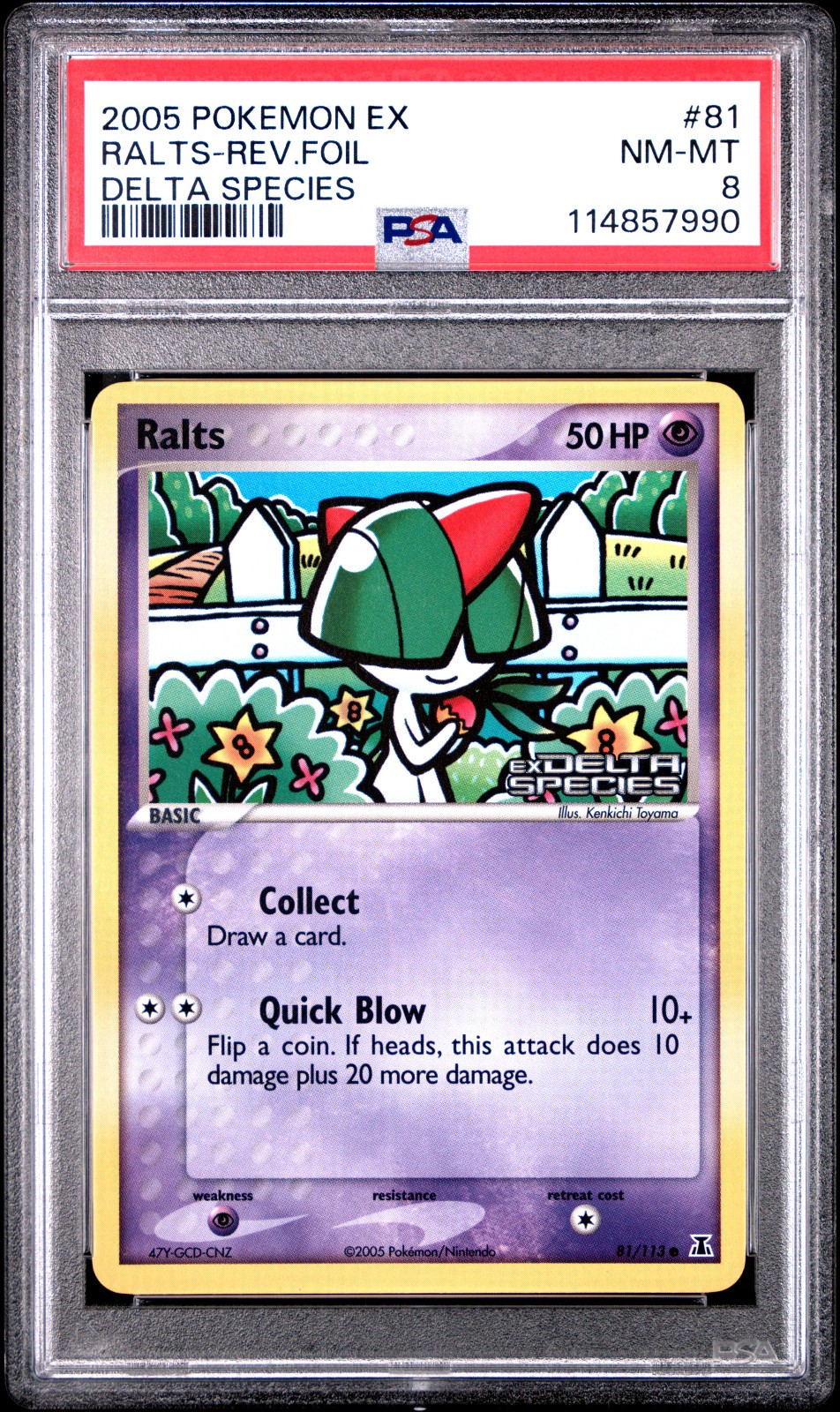 2005 POKEMON EX DELTA SPECIES RALTS #81 REVERSE FOIL PSA 8 NM #114857990