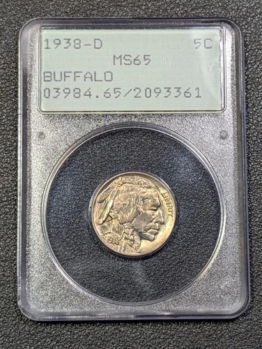 1938-D Buffalo Nickel 5C PCGS RATTLER MS65 - Beautiful Toning! - Ships Free!