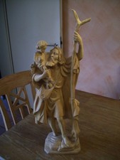 Heiliger Christophorus mit Jesuskind geschnitzt - Holz Skulptur 