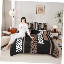 Leopard Print Comforter Set Size,Cheetah Zebra Skin Rustic Queen A-multi 10