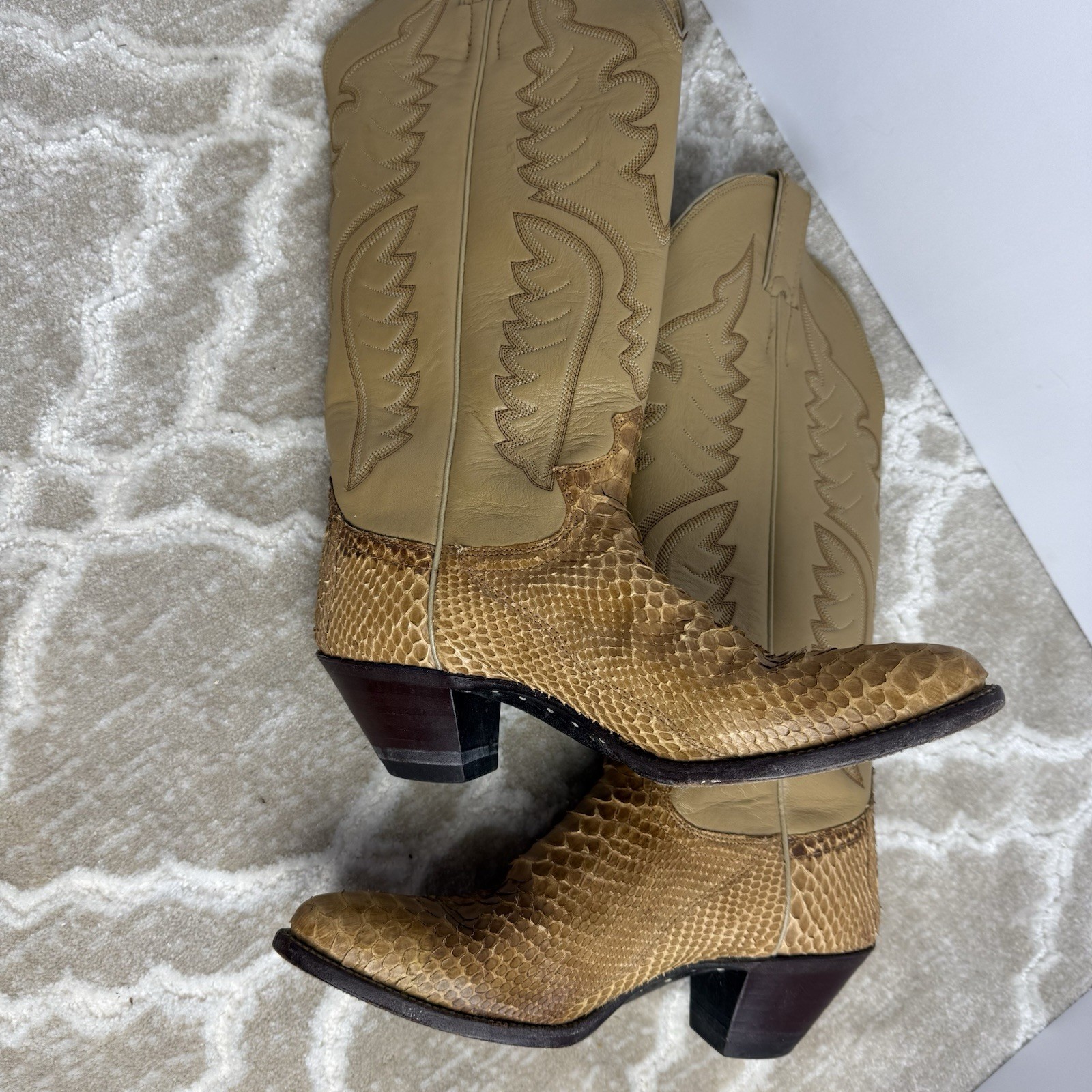 Justin Python Snakeskin Western Cowboy Boots Sz 5… - image 12