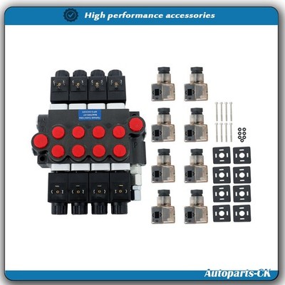 Hydraulic Control Valve 4 Spool Solenoid 12V DC Double Acting 13 GPM 3600 PSI