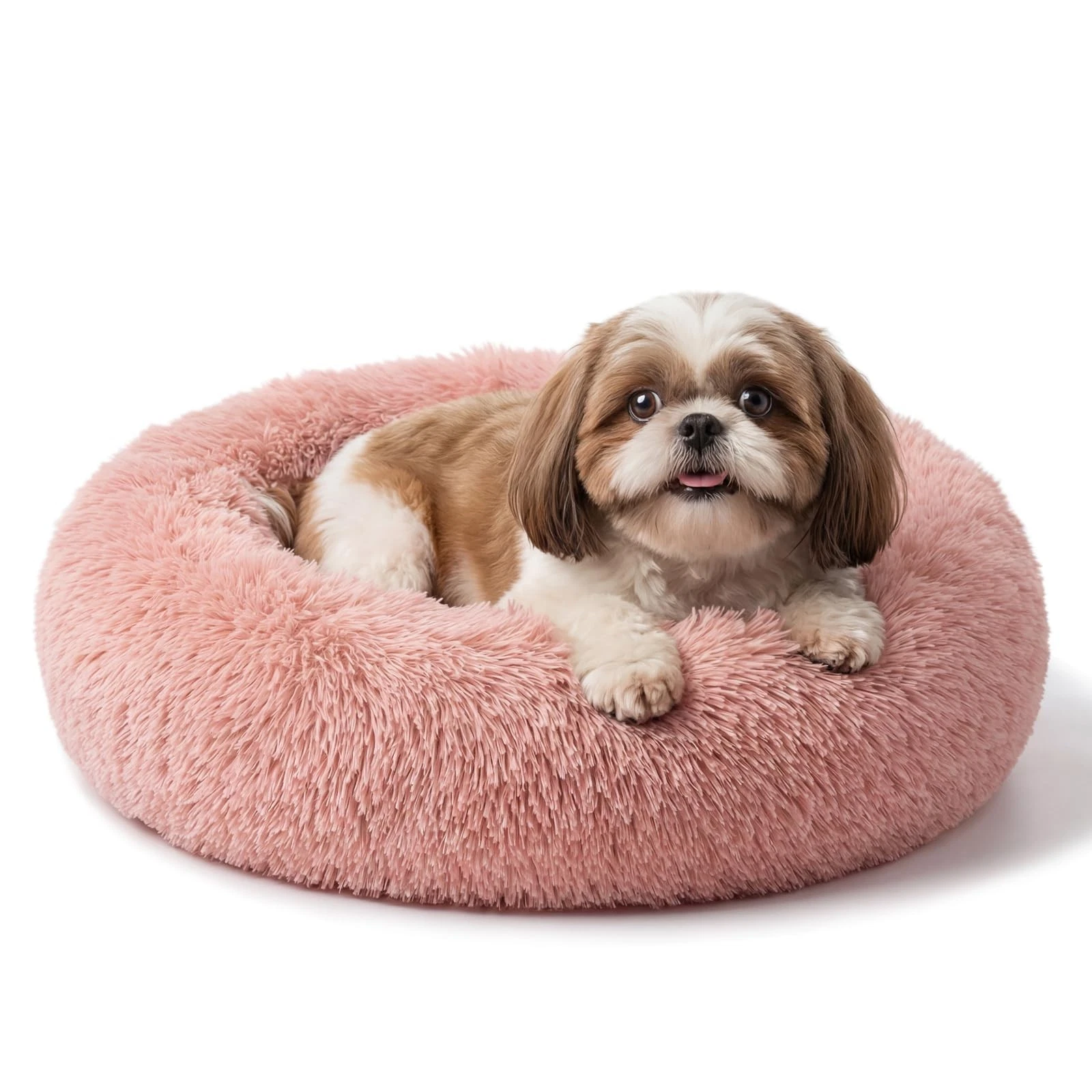 Calming Donut Dogs Beds for Small Dogs Washable,23inch Plush Round Pet Bed fo...