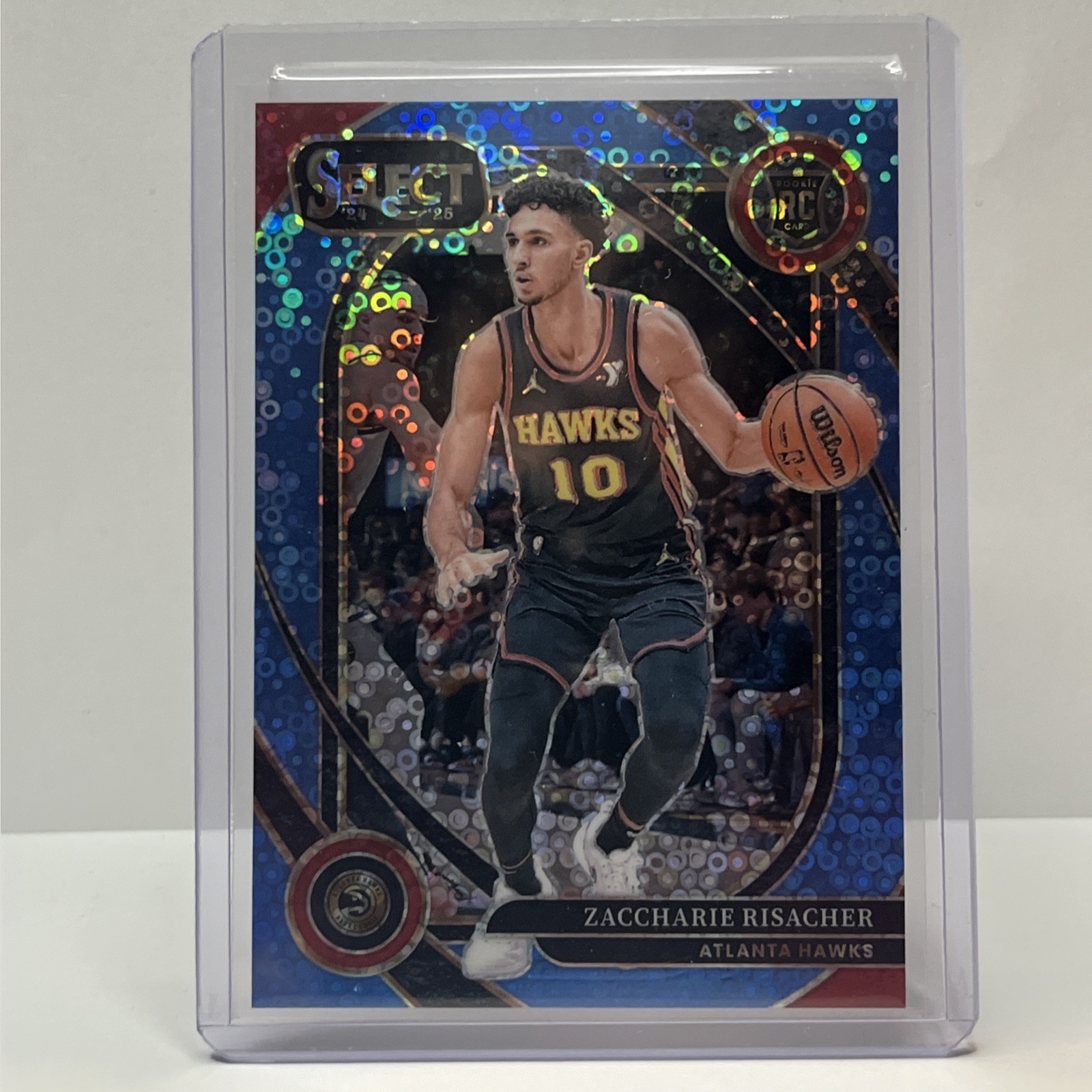 2024 Select Zaccharie Risacher Rookie Courtside Light Blue Disco 91/99 Hawks