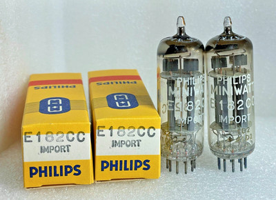 Matched pair E182CC 7119 tubes Philips miniwatt SQ quality D-getter