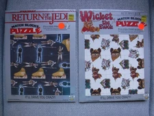 Star Wars MATCH BLOCKS Sealed Puzzle lot Wicket Ewok & ROTJ Luke Leia Jabba 1983