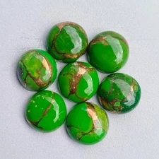 AAA+ Quality Natural Green Copper Turquoise Round Cabochon Calibrated Gemstones