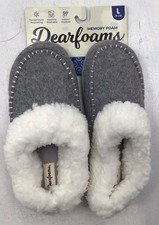 Dearfoams Women s Nyla Moccasin Slippers In Light Heather Gray Size L 9-10
