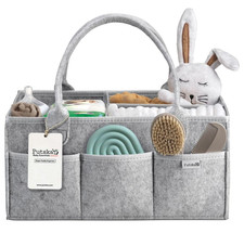 Baby Diaper Caddy Organizer Large  Nursery Storage Basket  Grey Felt