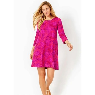 Lilly Pulitzer Solia Dress Small Pink Floral UPF 50+ Chilly Lilly