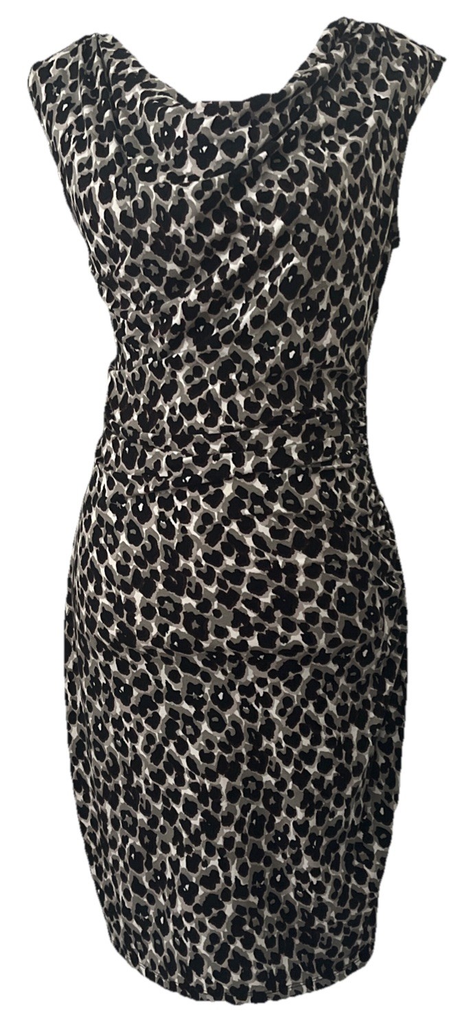 Ann Taylor Womens Dress Animal Print Waterfall Ruched Slimming size Small