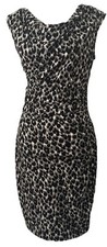 Ann Taylor Womens  Dress Animal Print Waterfall Ruched Slimming size Small