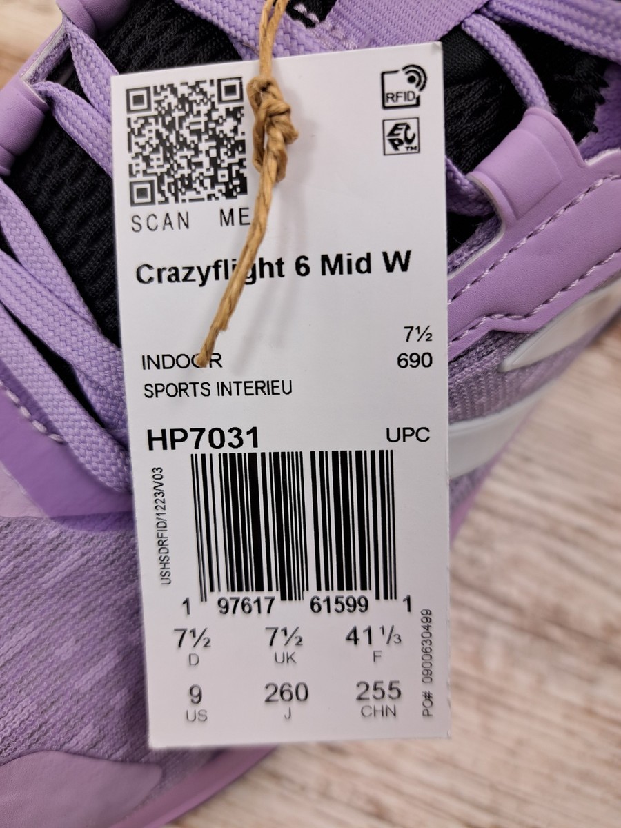 adidas Crazyflight 6 Mid Indoor Volleyball Shoes Purple Women's
