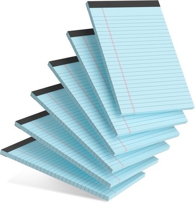 6pcs Small Note Pad 5x8 College Ruled Blue Legal Pads Paper Notepads 6 