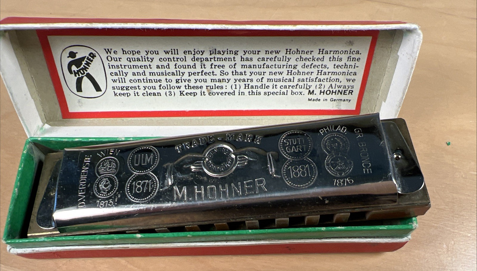 M Hohner's Old Standby No. 34b Harmonica in the Key of G Includes Box