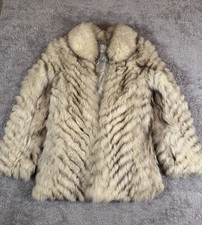 Vintage Real Fox Fur Jacket Blonde Chevron Pattern Shawl Collar Women  s Luxury