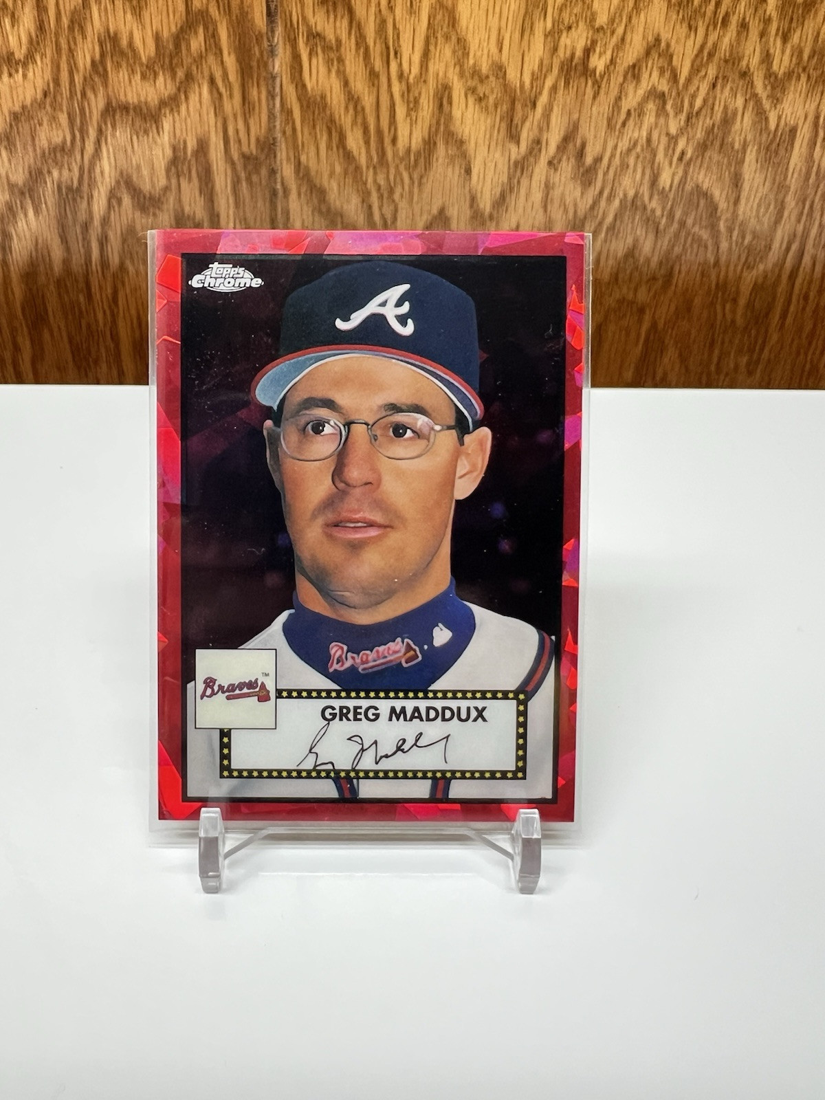 2021 Topps Chrome Platinum Anniversary Greg Maddux Red Atomic Refractor /100